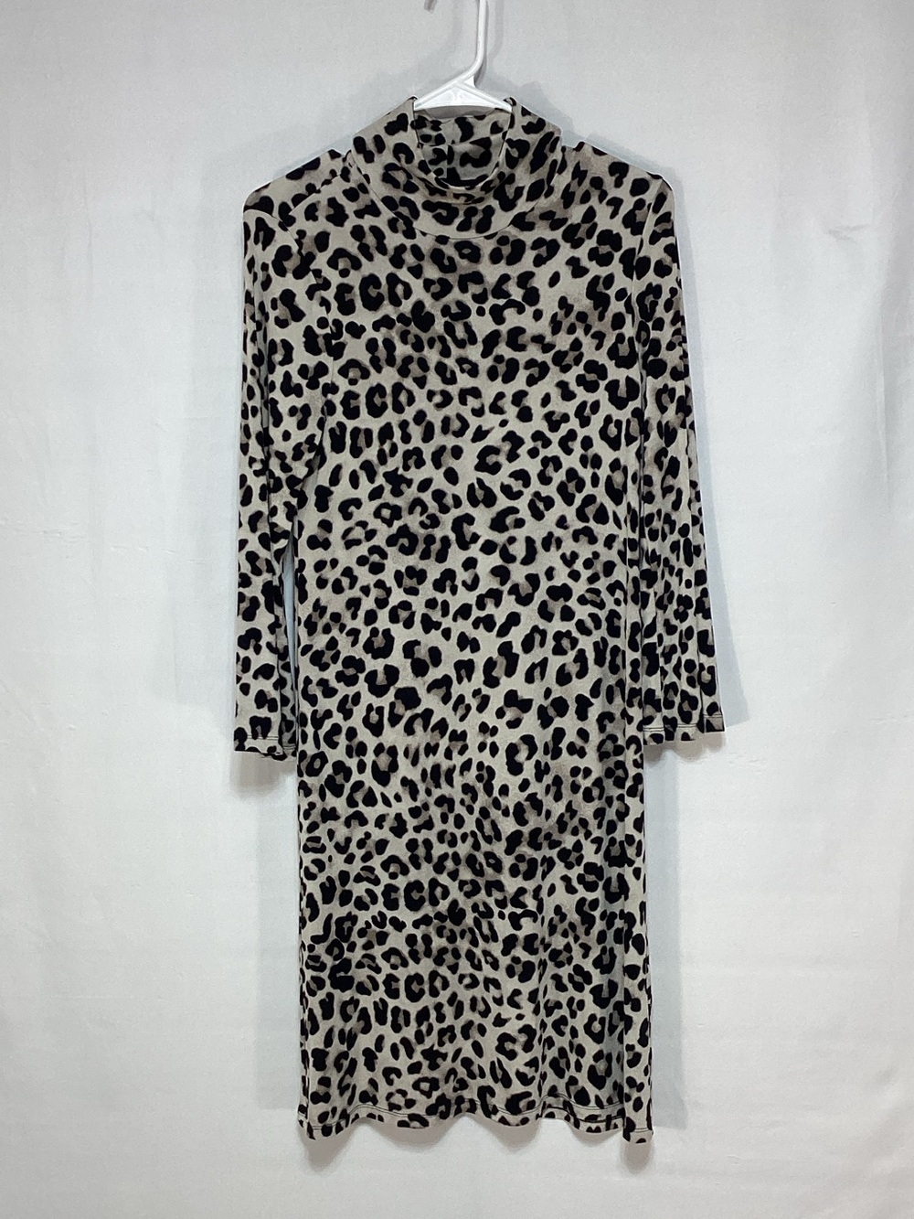 Chico's Small 0 Beige and Black Leopard Print Midi Dress